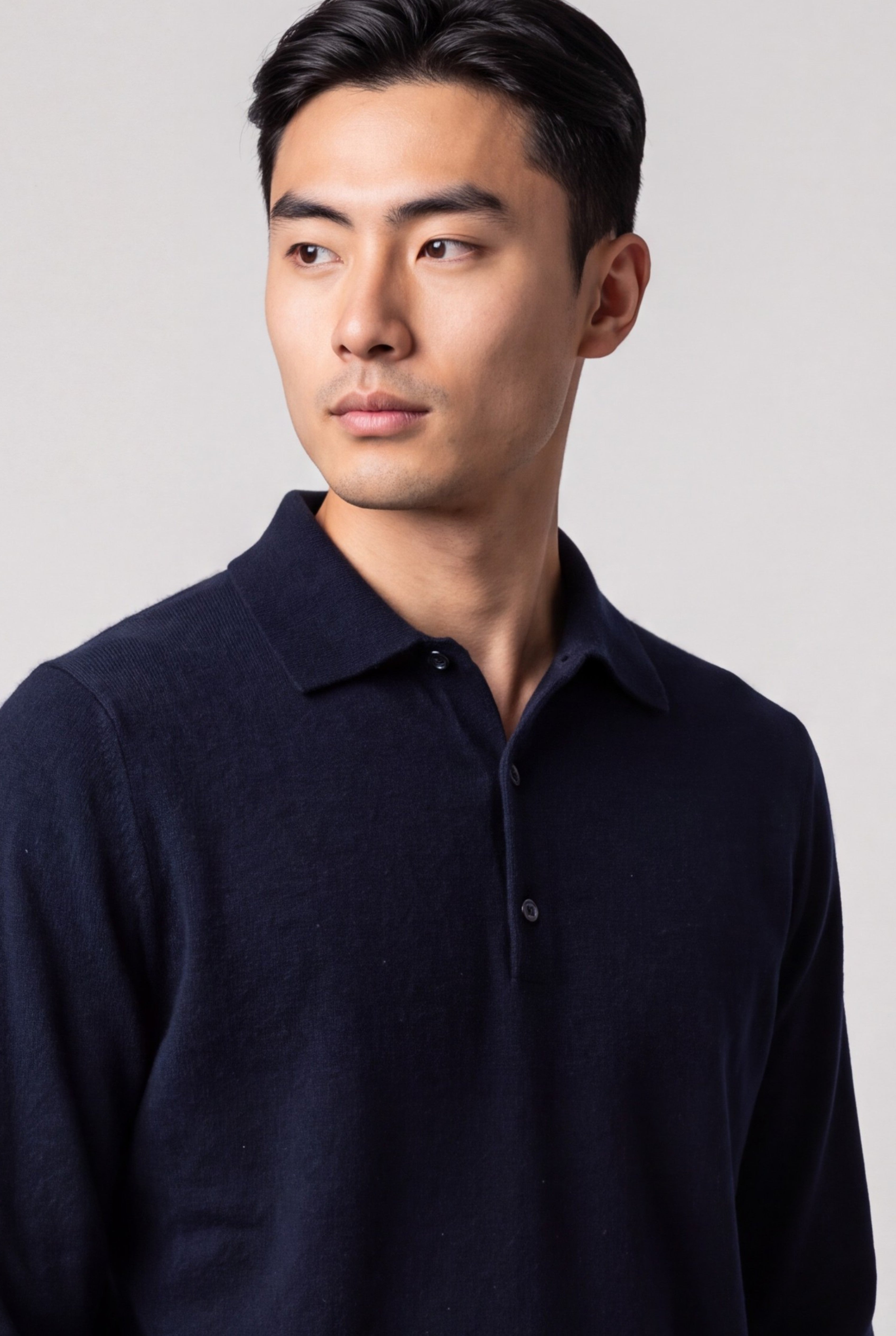 Maglia Polo Classic 100% Cashmere Blu Notte