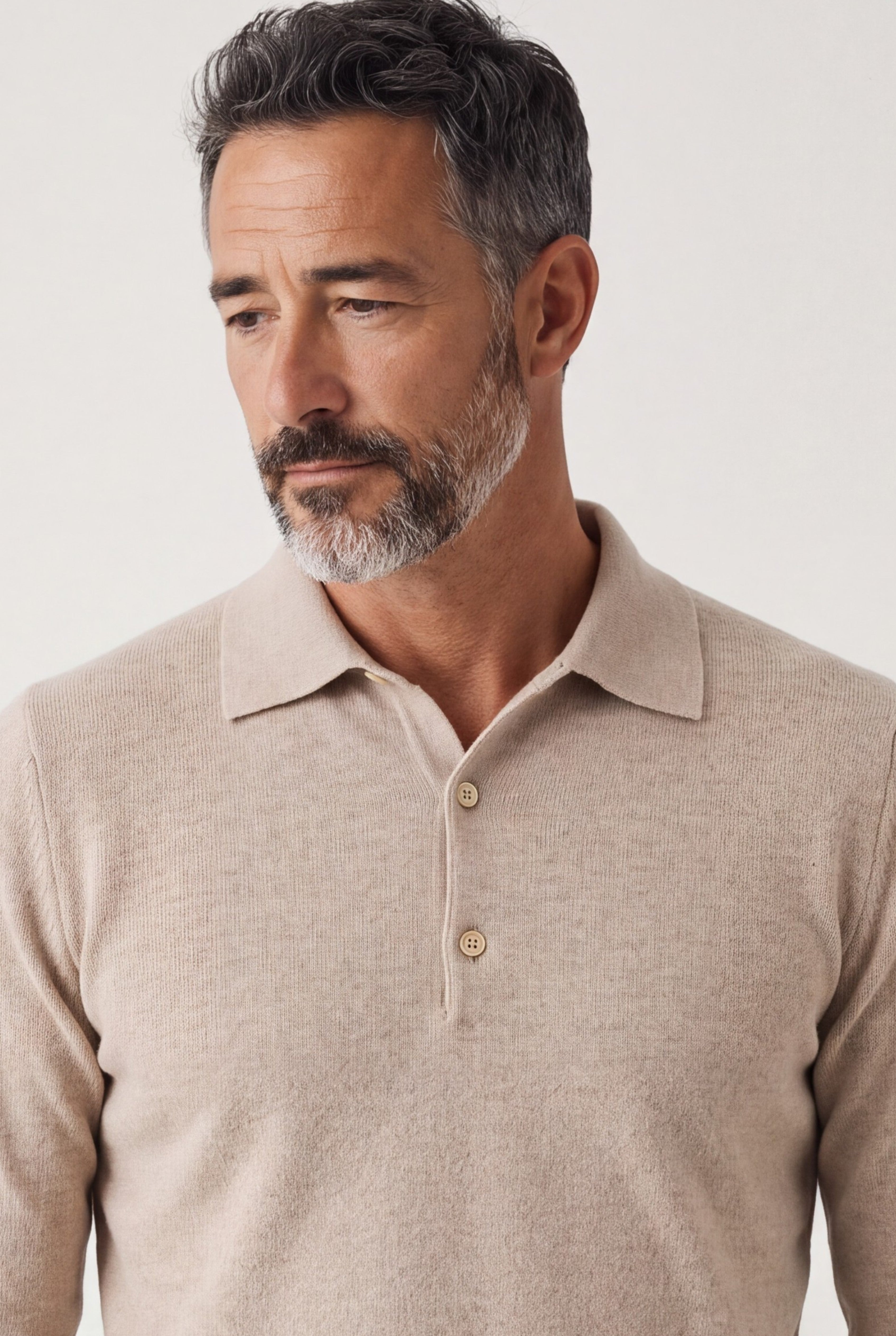 Maglia Polo Classic 100% Cashmere Pebble