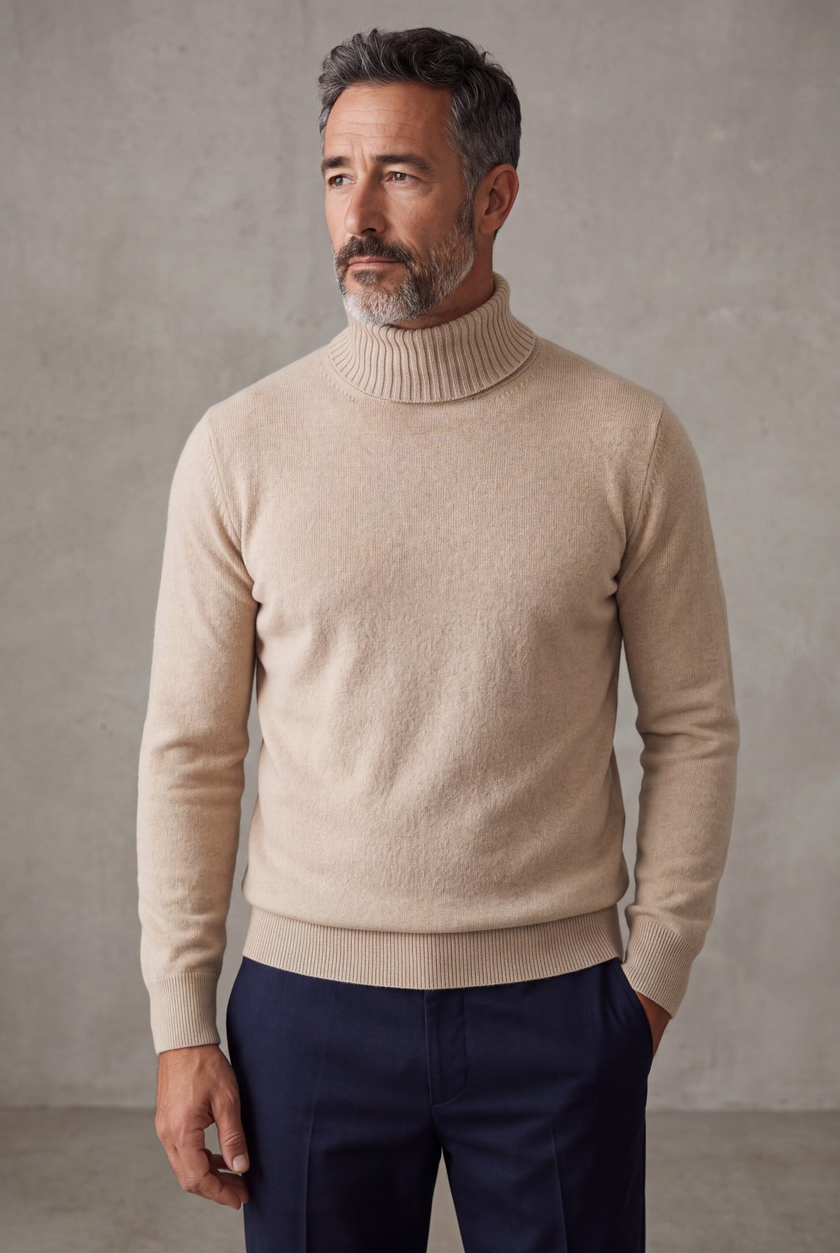 Classic Turtleneck Miele 100% Cashmere