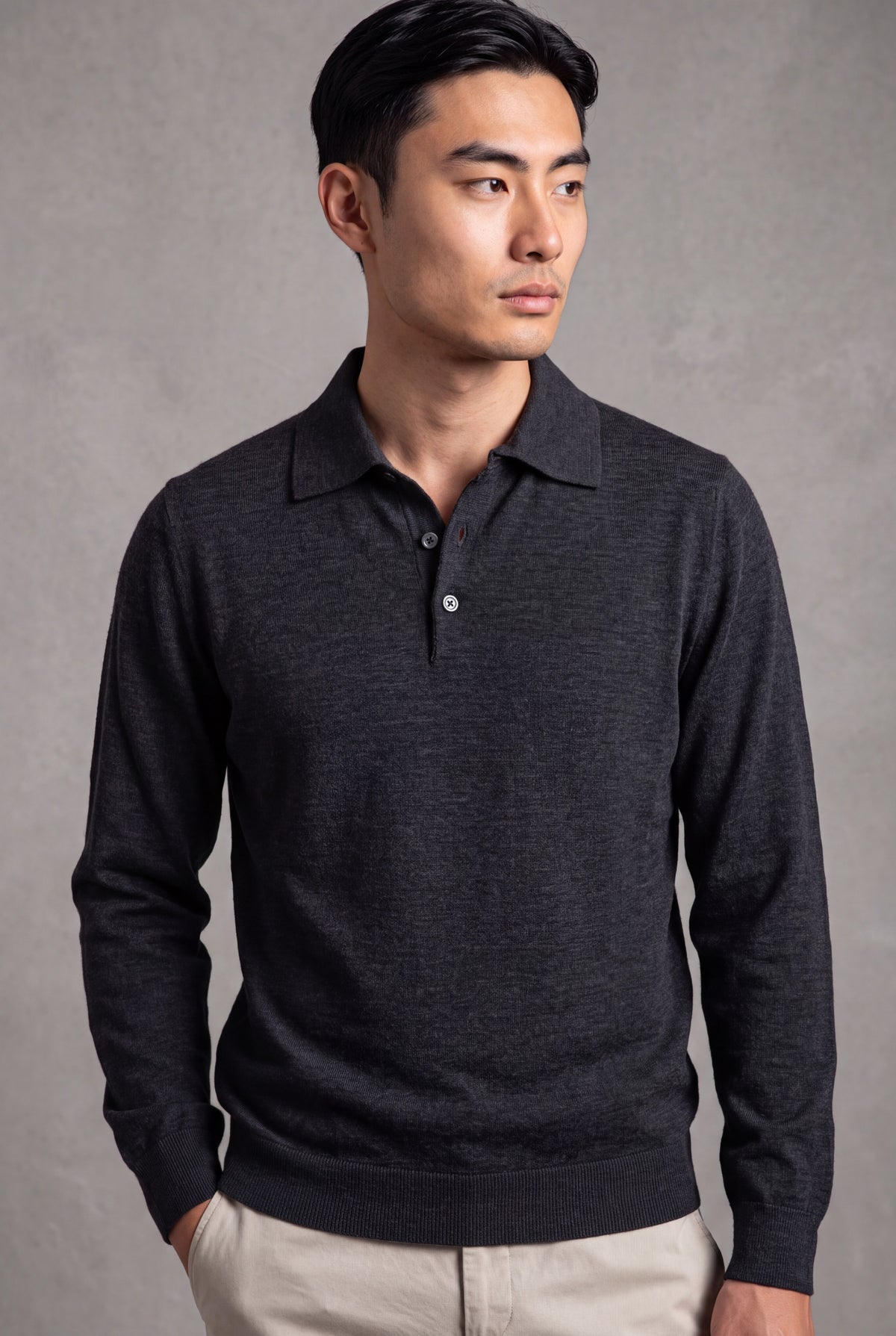 Polo in maglia Grafite Cashmere Lana e Seta