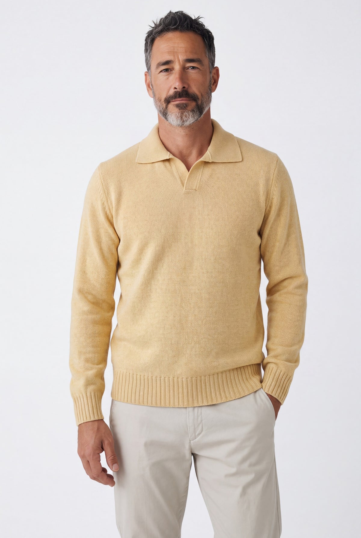 Maglia Polo 100% Cashmere Butter Yellow