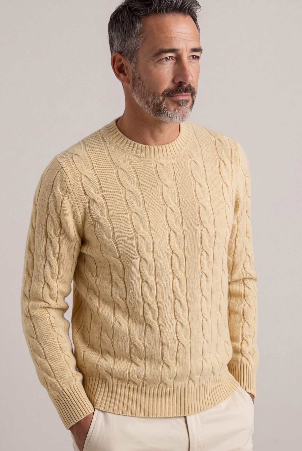 Girocollo Treccia 100% Cashmere Butter Yellow