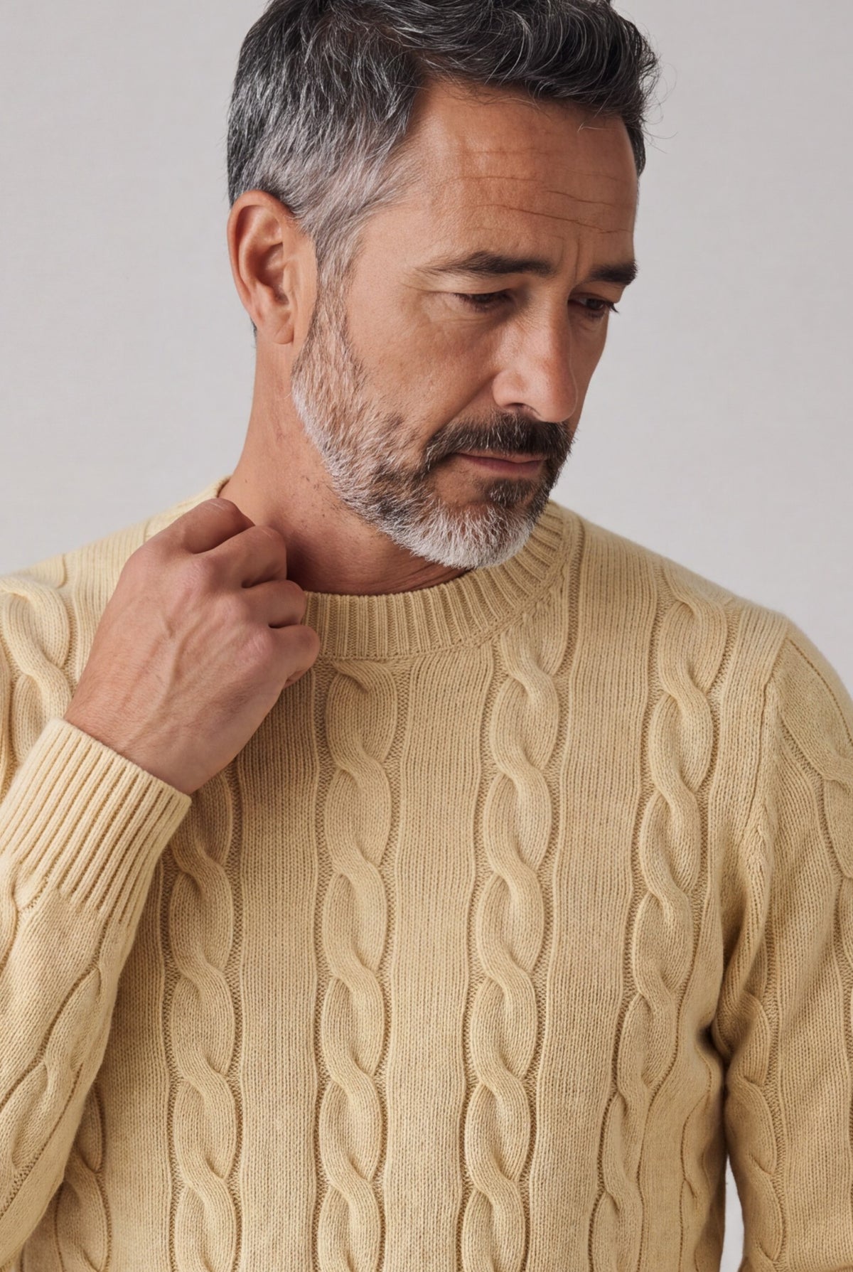 Girocollo Treccia 100% Cashmere Butter Yellow