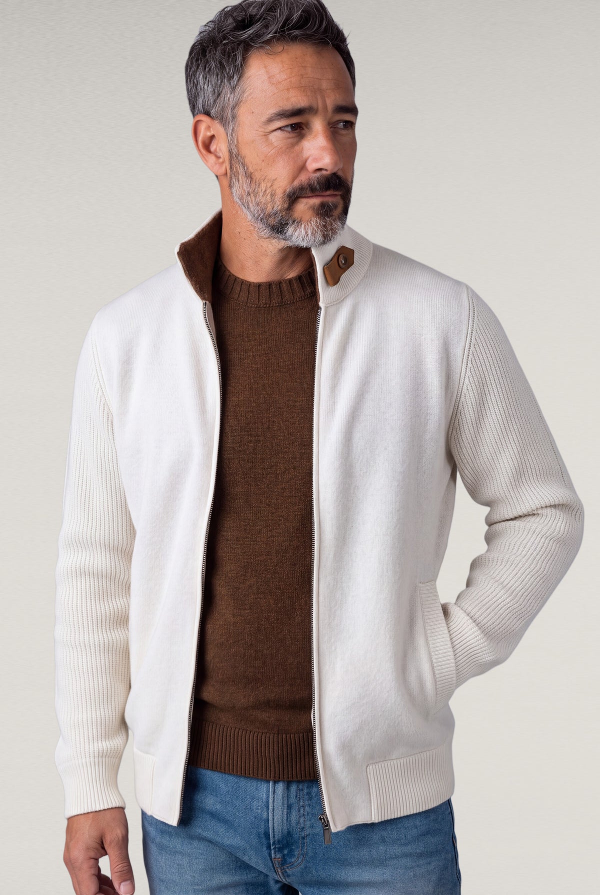 Bomber Bouclè Panna 100% Cashmere