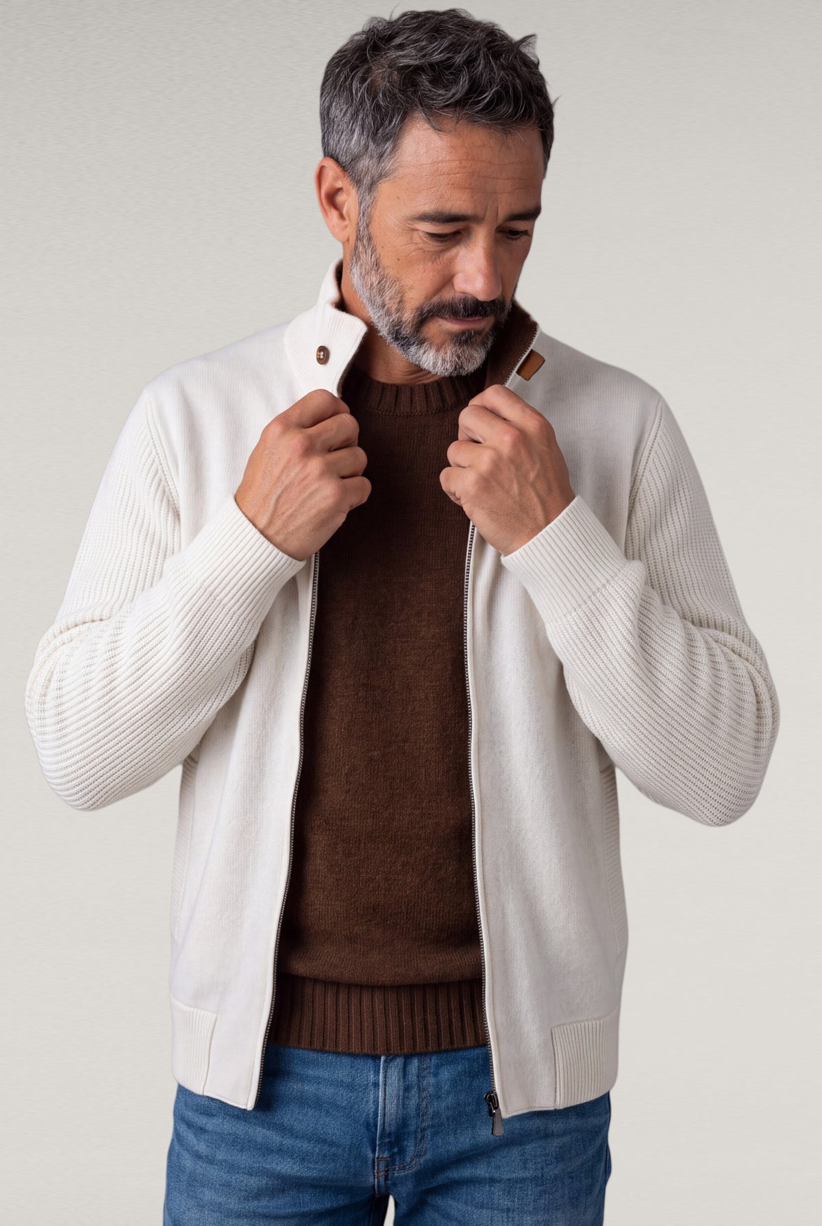 Bomber Bouclè Panna 100% Cashmere