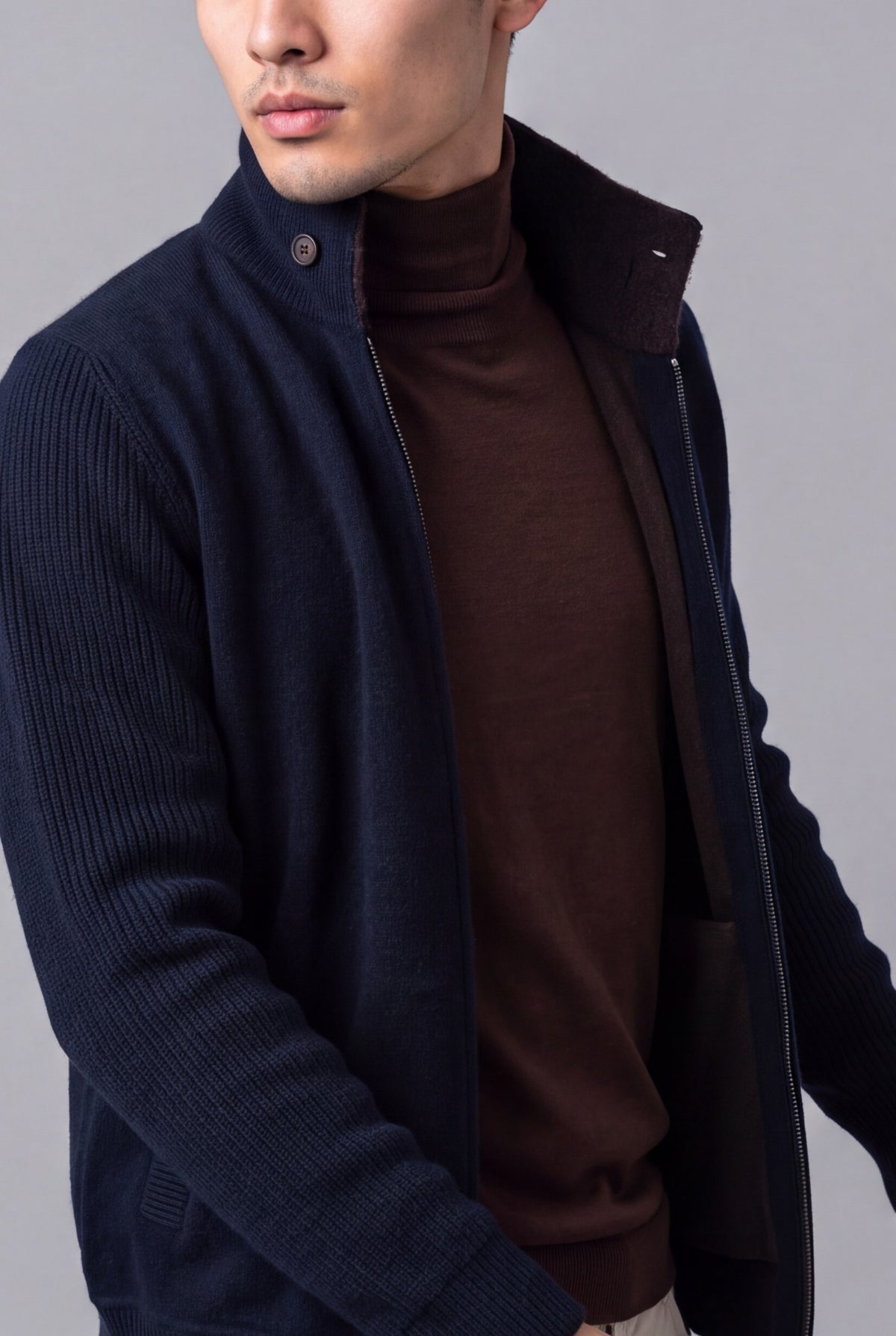 Bomber Bouclè Blu Notte 100% Cashmere