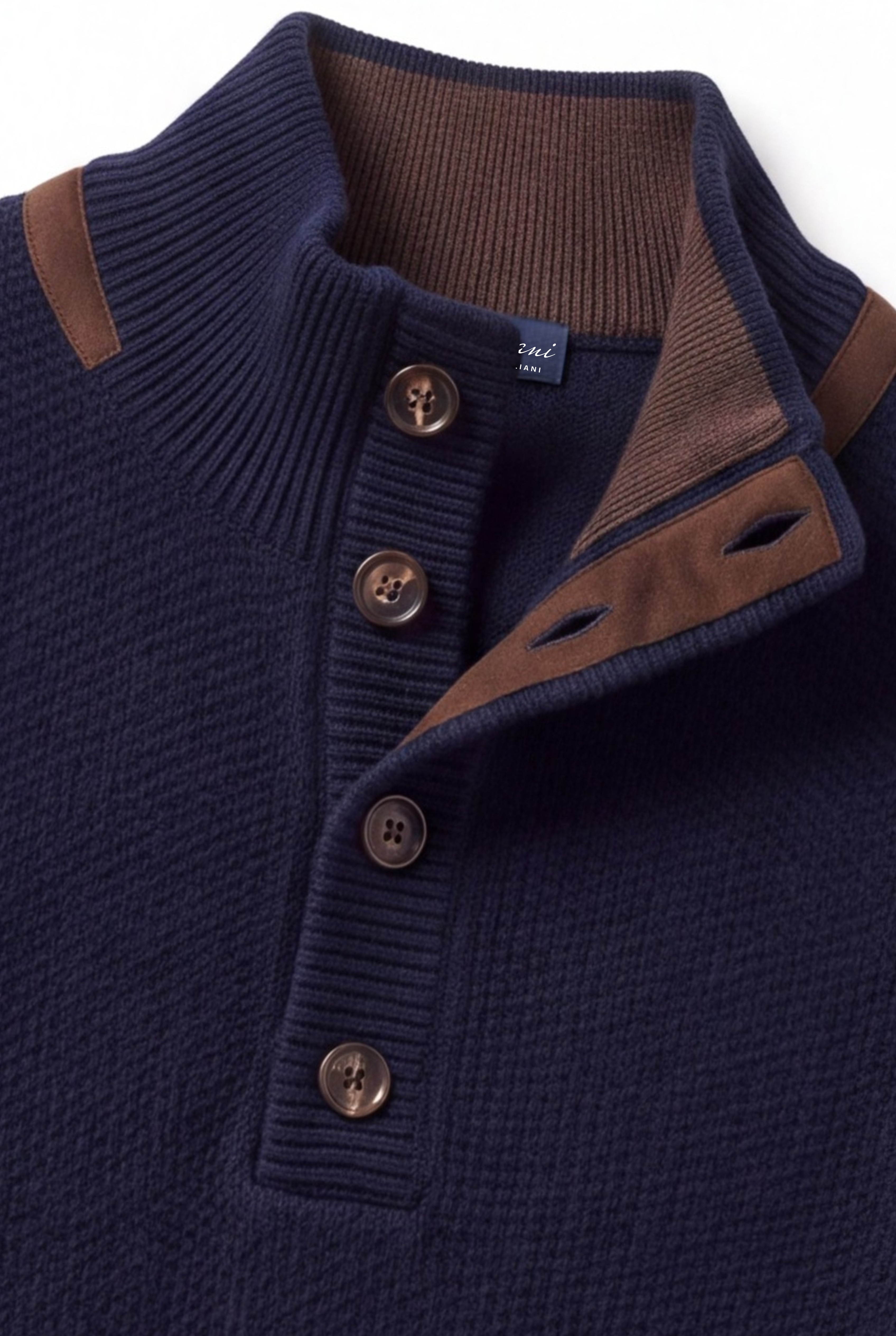4 Button Honeycomb Blu Notte 100% Cashmere