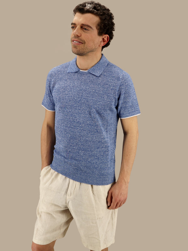 Short Sleeve Tee-Polo Denim 68% Linen 32% Cotton