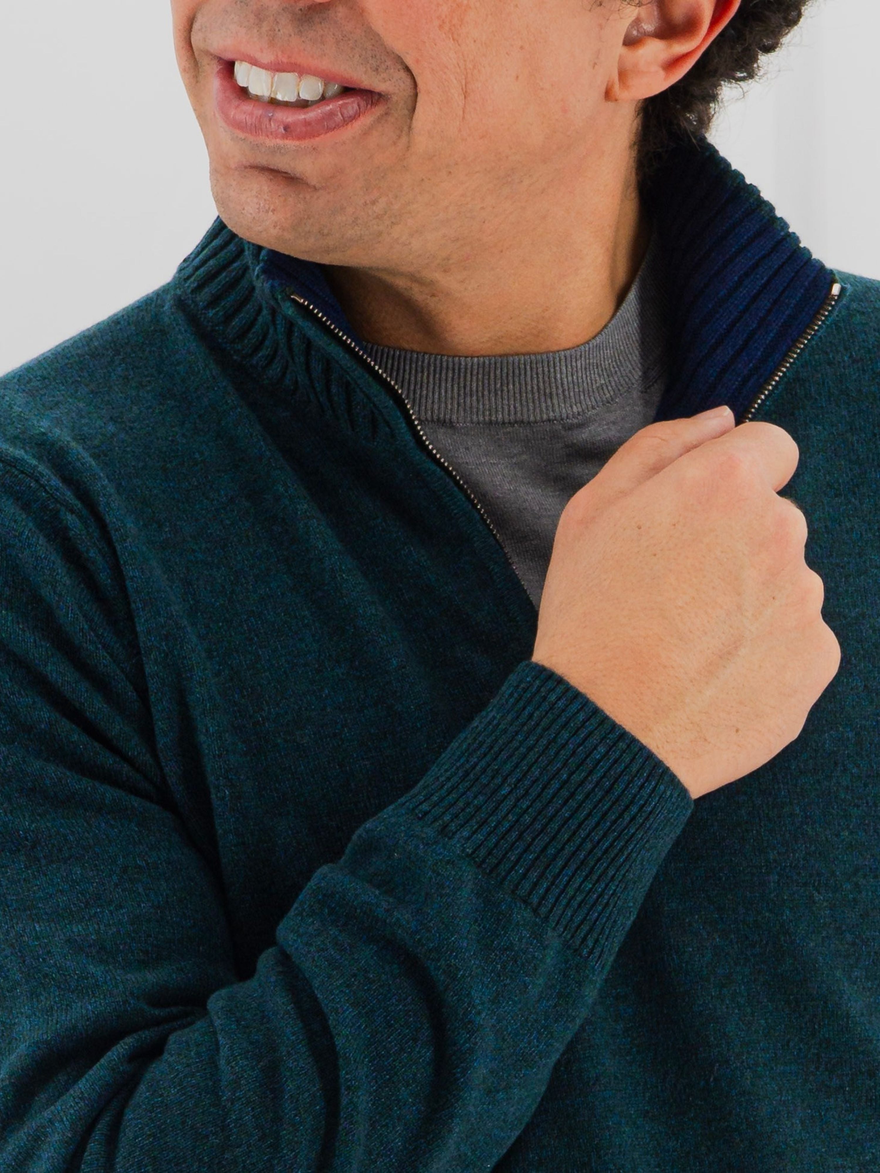 Half Zip 100% Cashmere Verde Notte