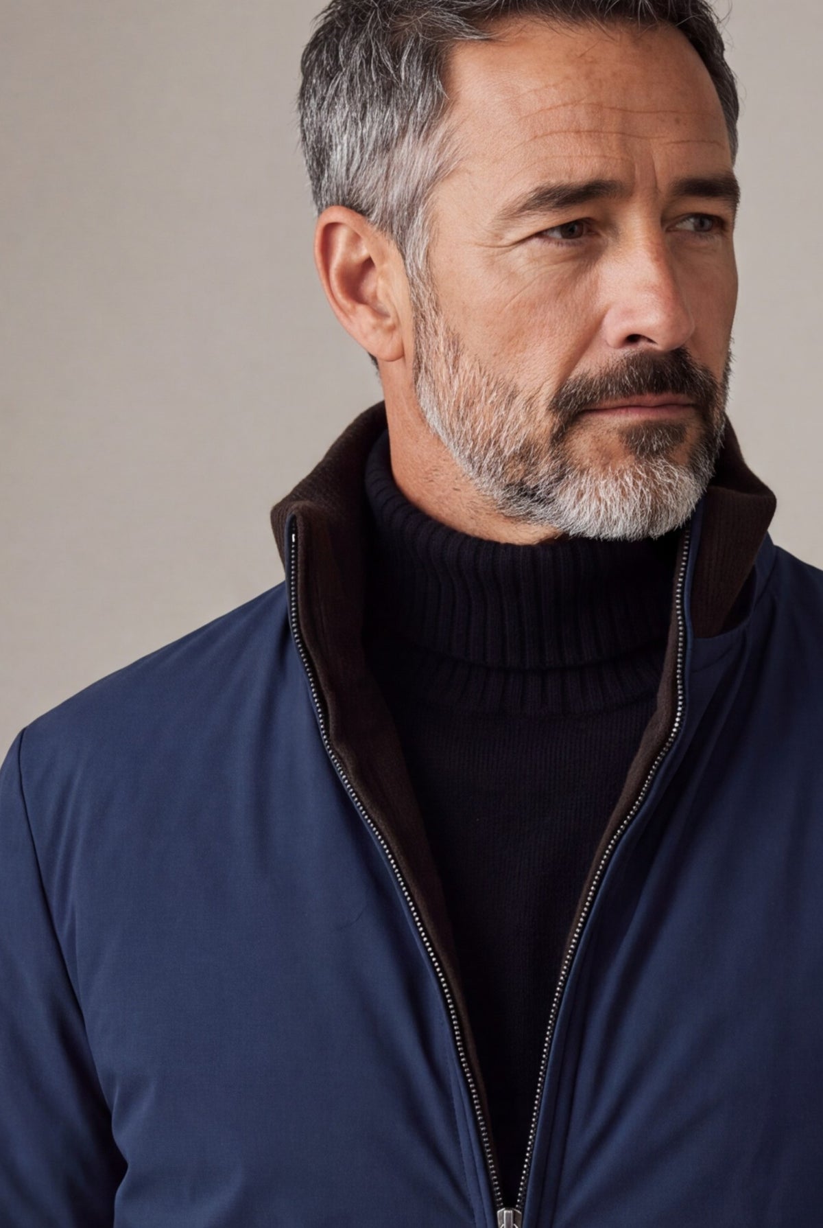 Campiglio Giubbotto Reversibile in Cashmere e Tessuto Tecnico Caffè/Navy