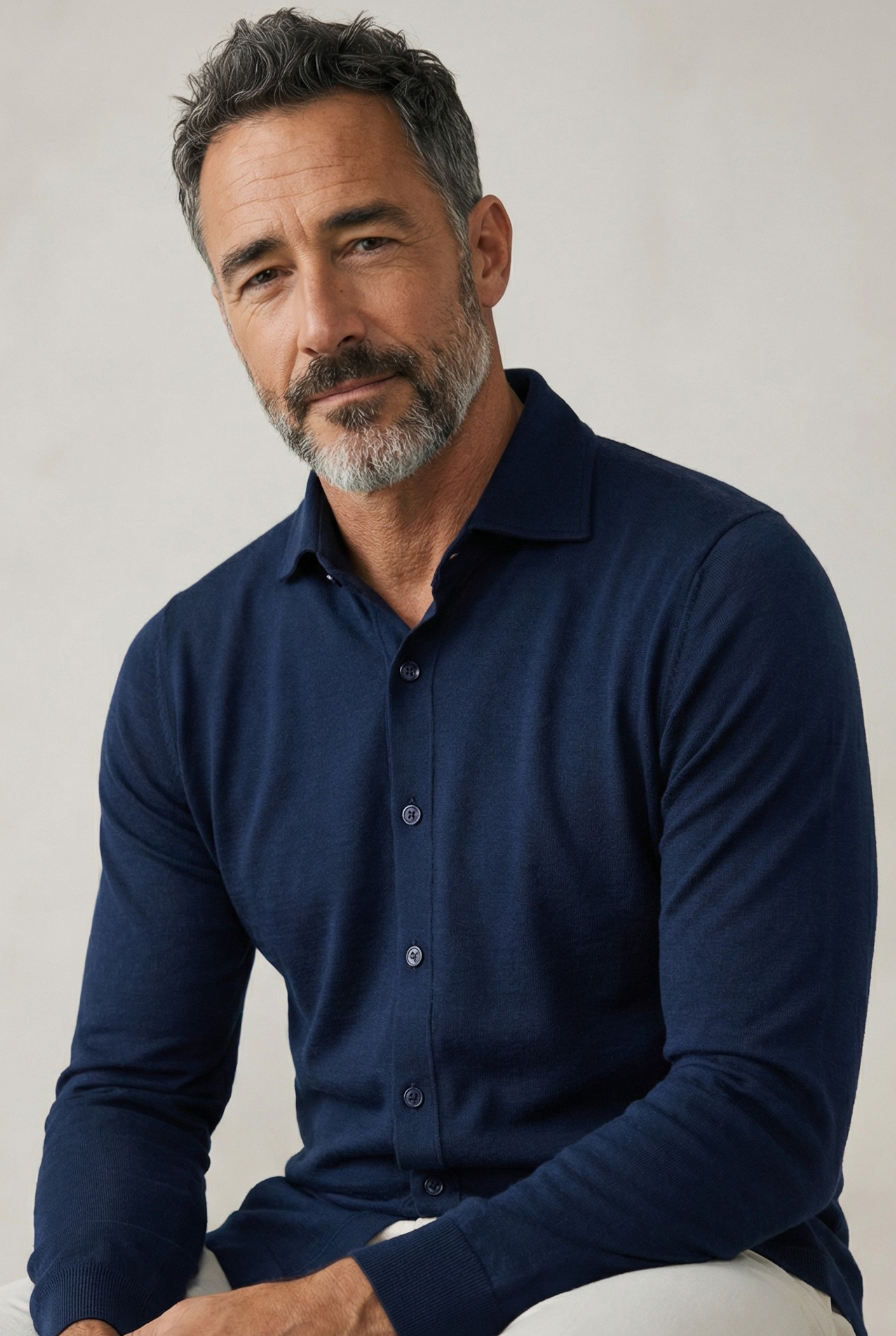 Knit Shirt Midnight Blue 100% Silk