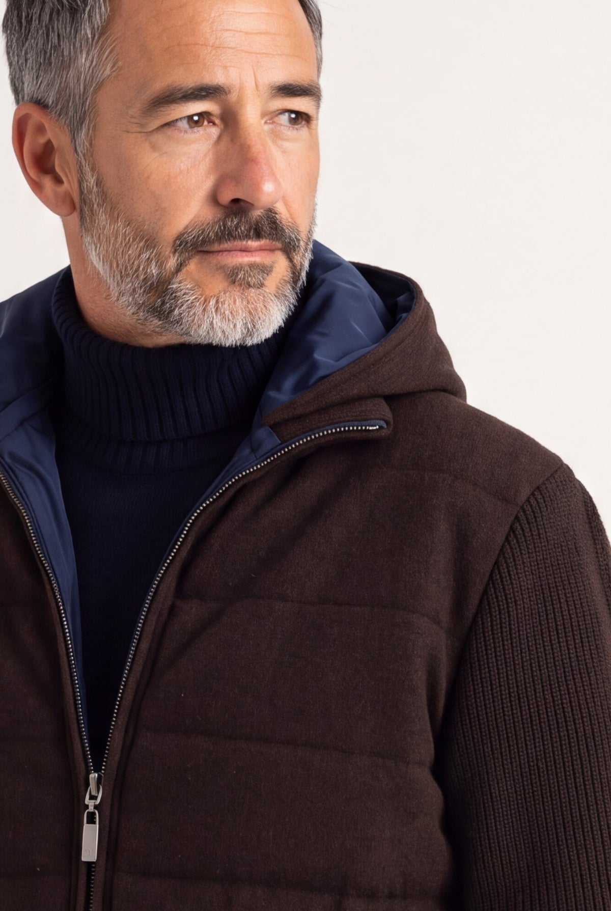 Campiglio Giubbotto Reversibile in Cashmere e Tessuto Tecnico Caffè/Navy