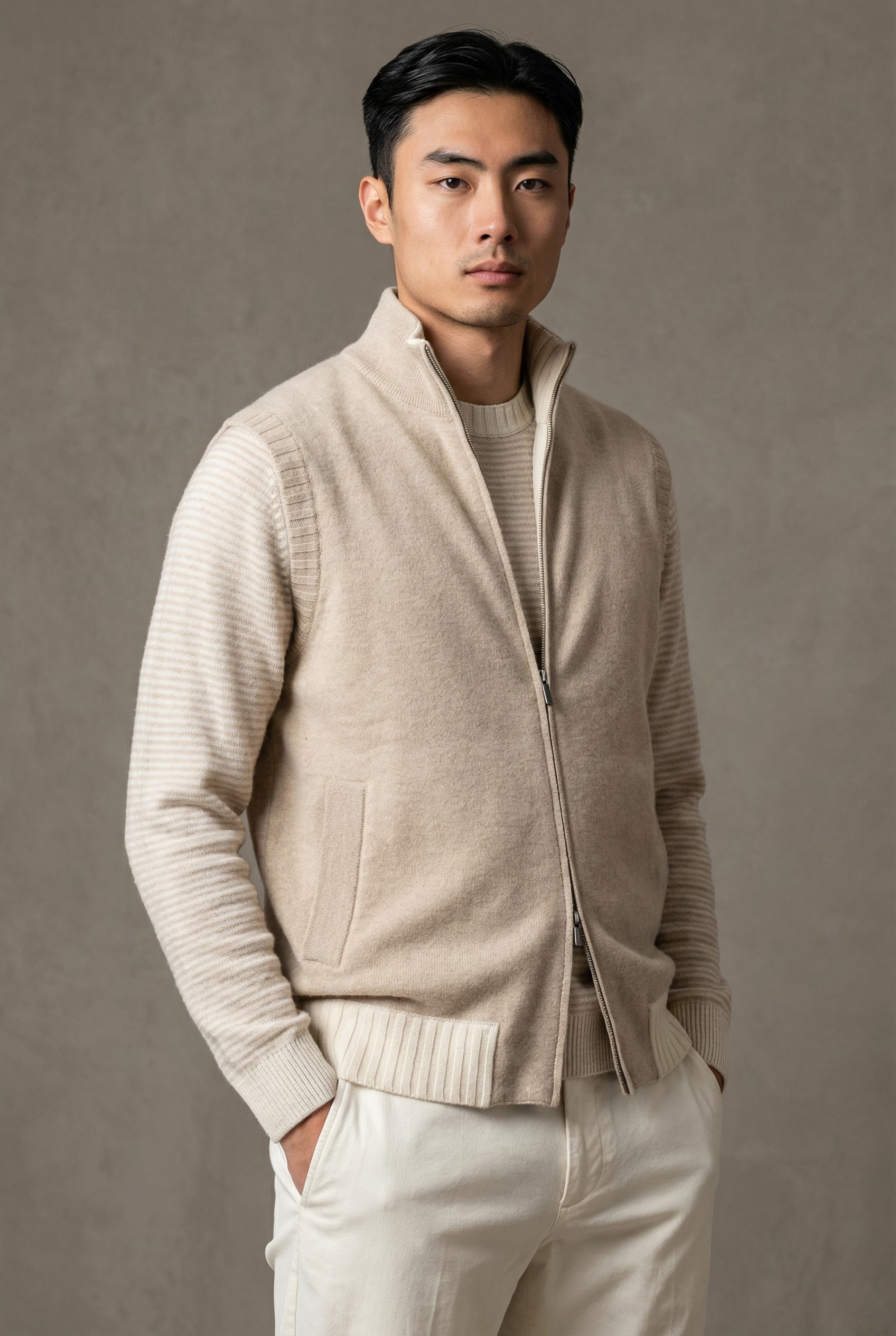 Gilet Double Pebble 100% Cashmere