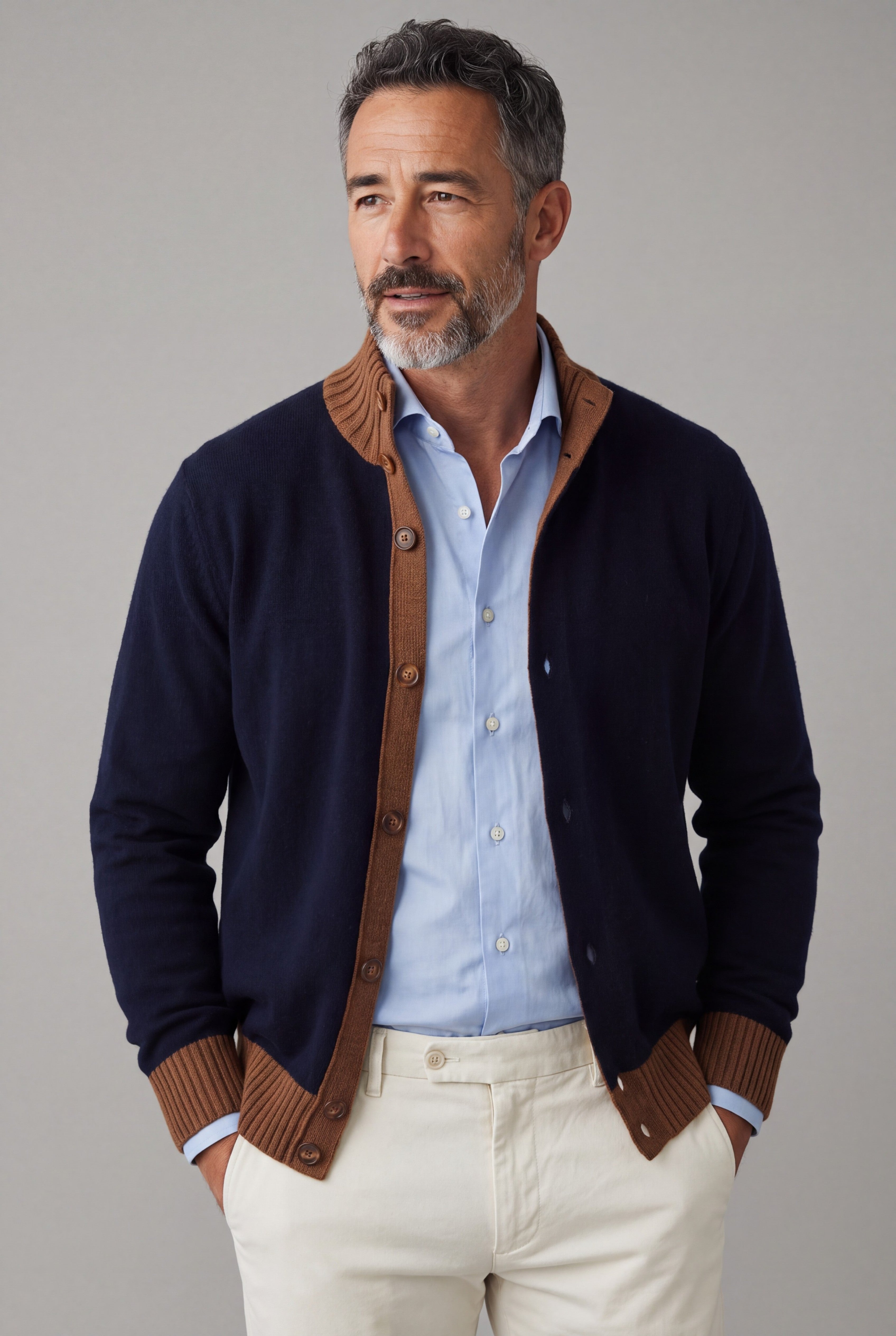 8 Bottoni Bourbon Blue 100% Cashmere