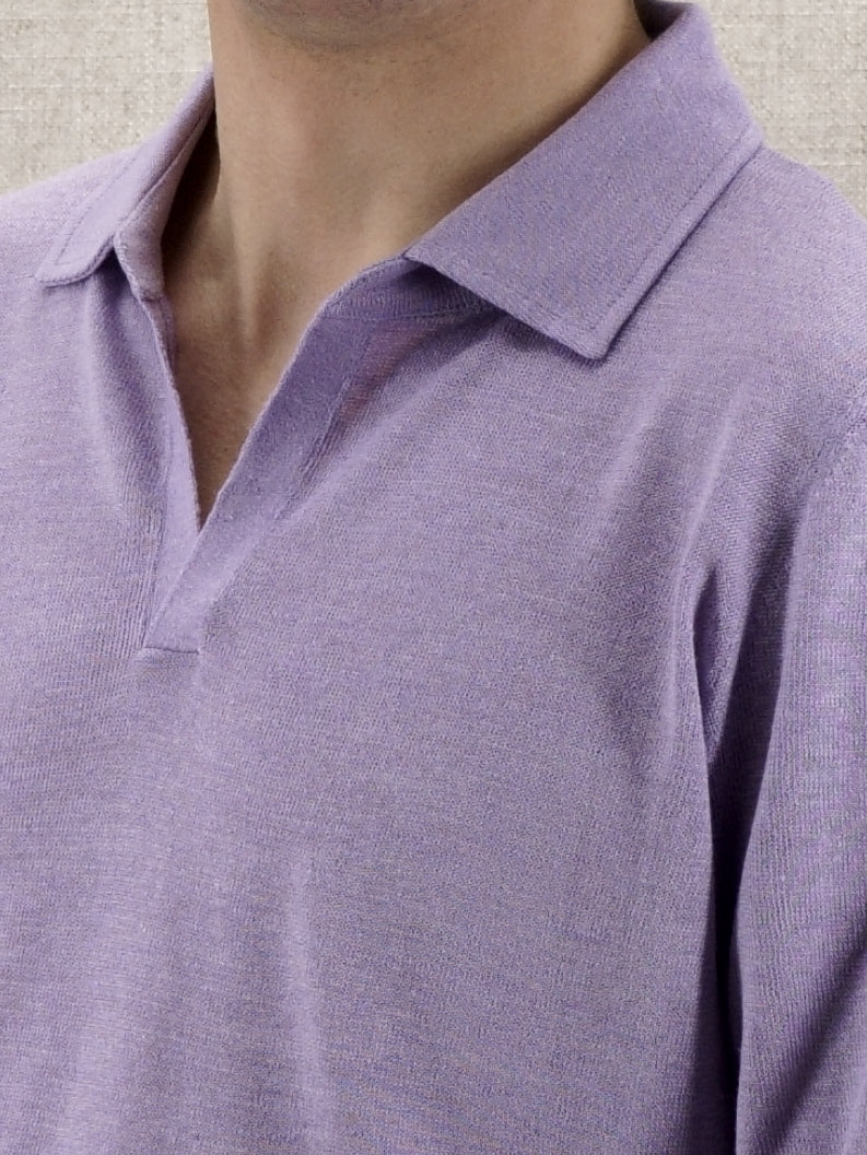 Long Sleeves Polo Lilla  70% Linen 30% Silk