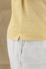 Knitted Polo Maniche Corte Arancio 70% Lino 30% Seta