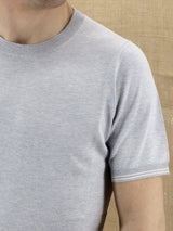 T-Shirt in maglia Grigio Perla 100% Seta