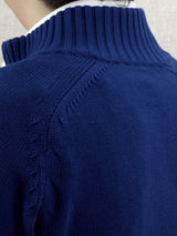 Full Zip Quadrifoglio Blu 90% Cotton 10% Linen