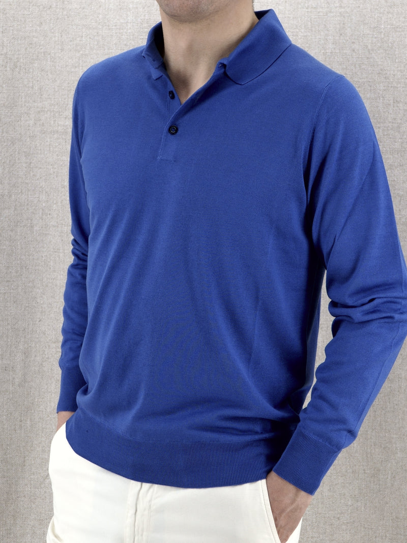 Knitted Polo Long Sleeves Riviera 100% Silk