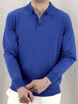 Knitted Polo Long Sleeves Riviera 100% Silk
