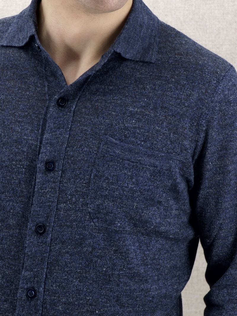 Knitted Shirt Denim 70% Linen 30% Silk