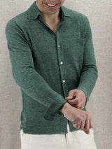 Knitted Camicia Verde 70% Lino 30% Seta