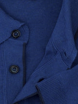Knitted Polo Shirt Short Sleeves Blu Portofino 100% Silk