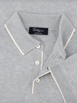 Knitted Polo Shirt Short Sleeves Pearl Grey 100% Silk