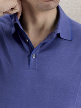 Knitted Polo Shirt Short Sleeves Very Peri 100% Silk