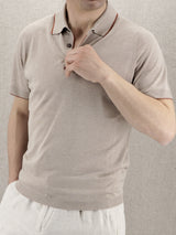 Knitted Polo Shirt Short Sleeves Sabbia 100% Silk