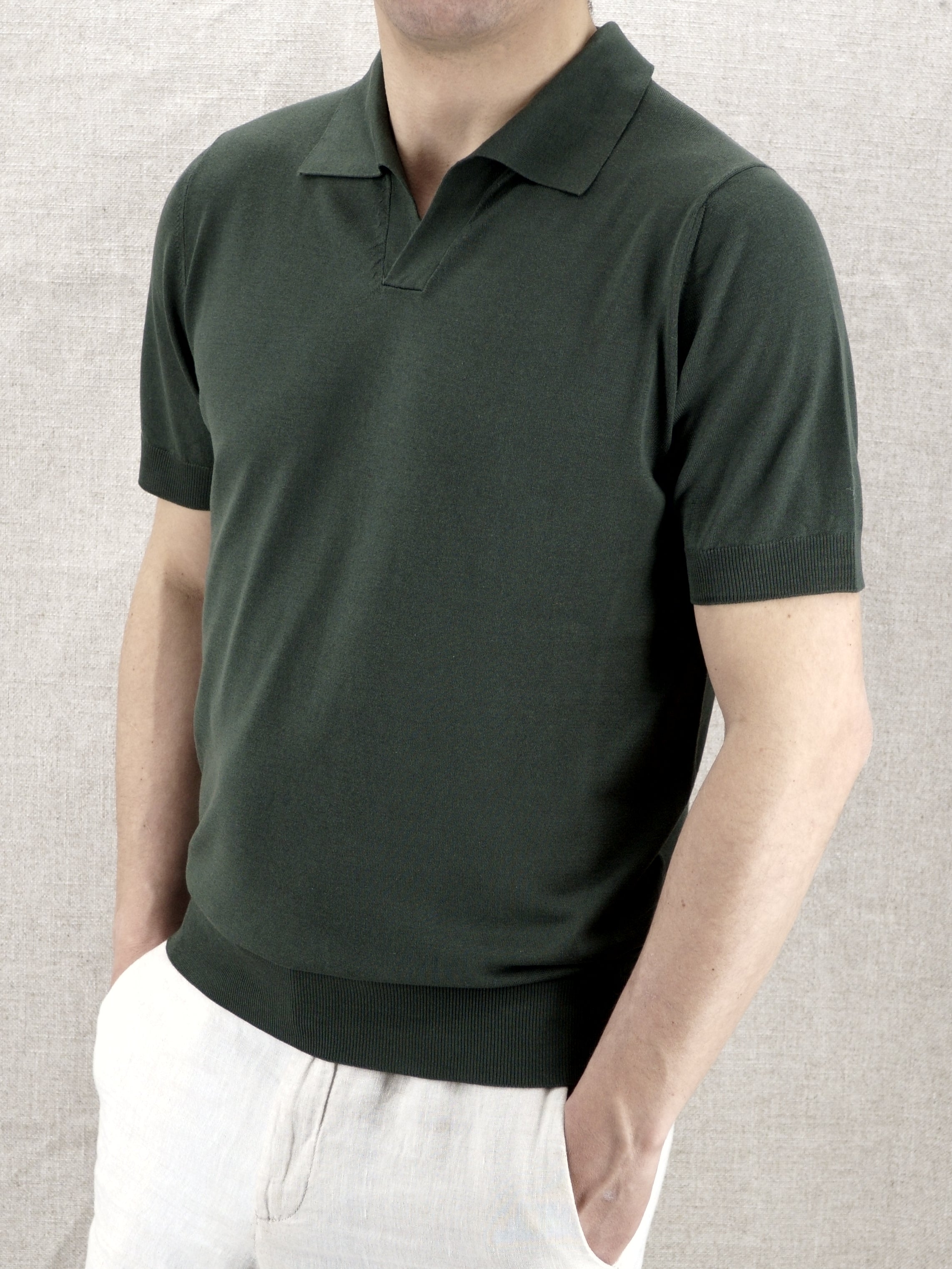 Polo in Maglia Robert English Green 100% Seta