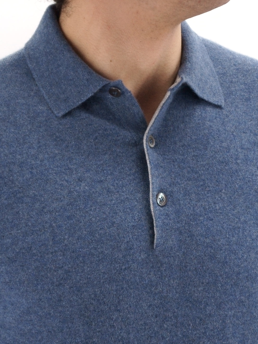 Polo in Maglia 100% Cashmere Bluewash