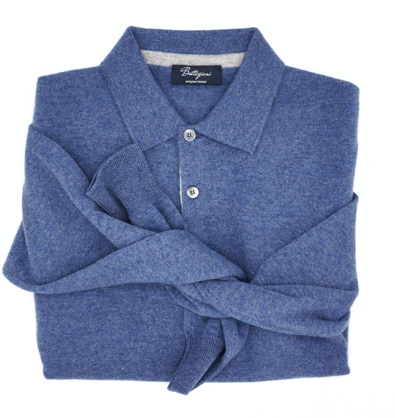 Knitted Polo 100% Cashmere Bluewash