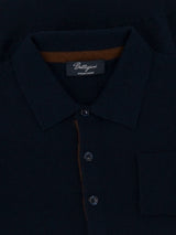 Knitted Polo 100% Cashmere Navy Blue