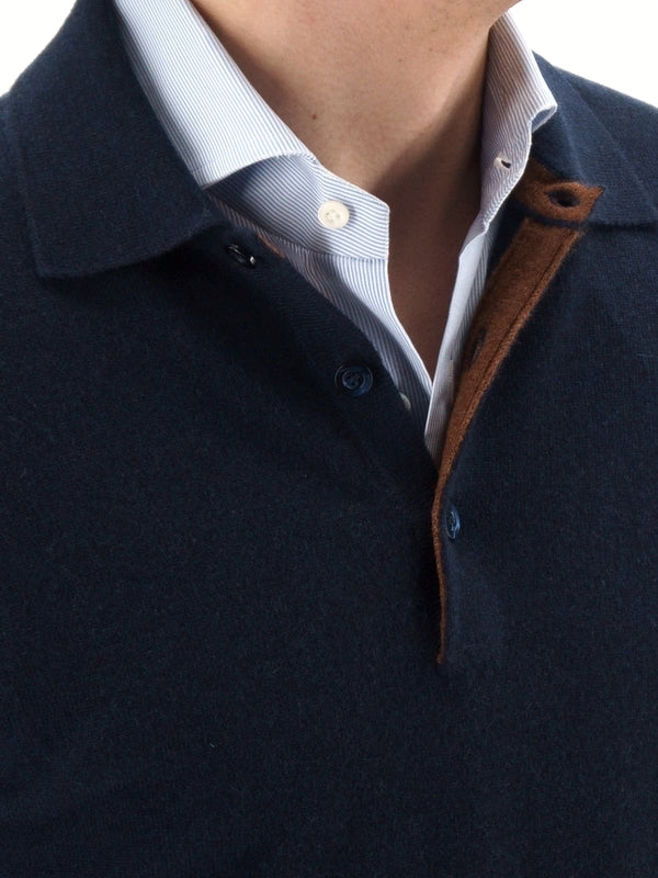Knitted Polo 100% Cashmere Navy Blue