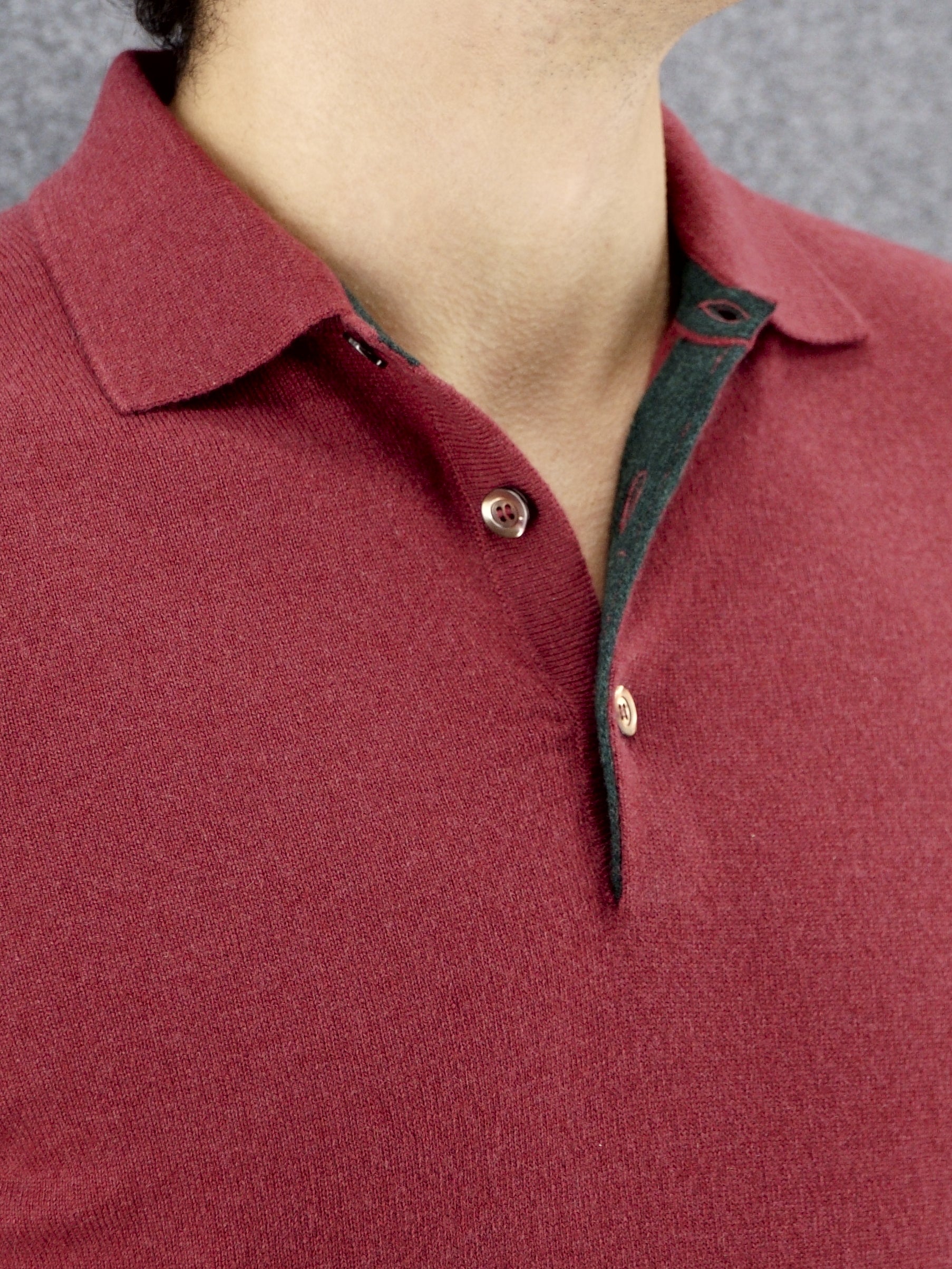 Knitted Polo 100% Cashmere Granato