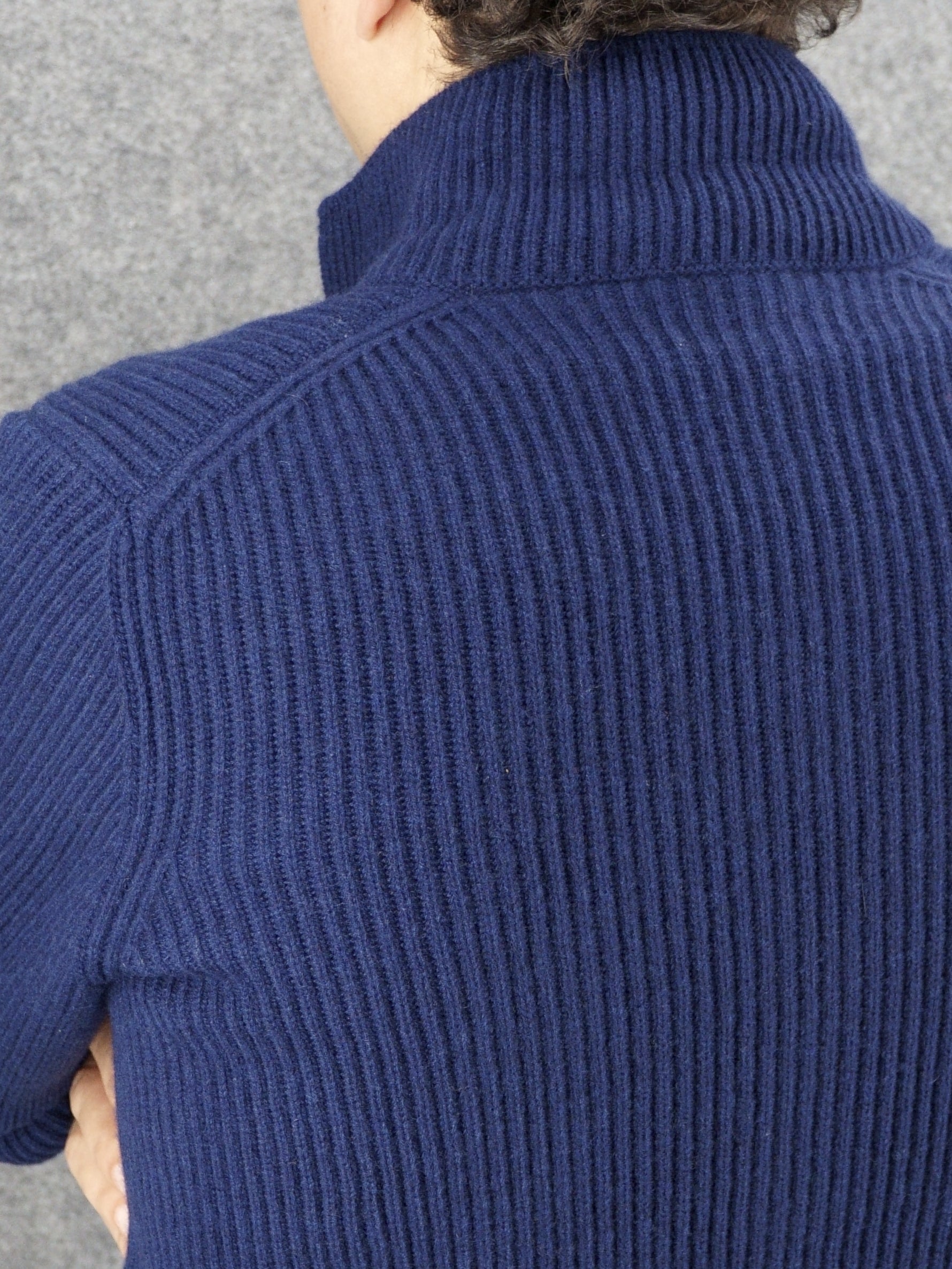 Ribs Jacket British Blue 100% Cashmere