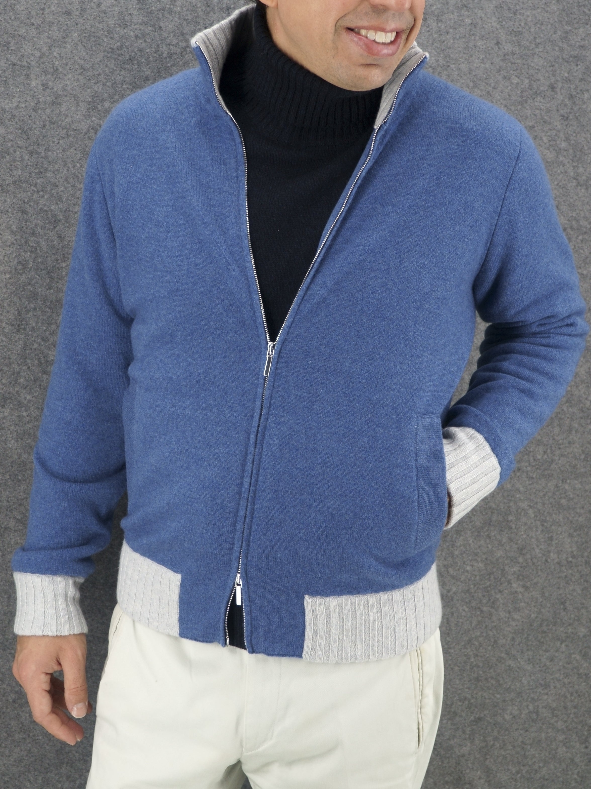 Bomber Soft Denim 100% Cashmere