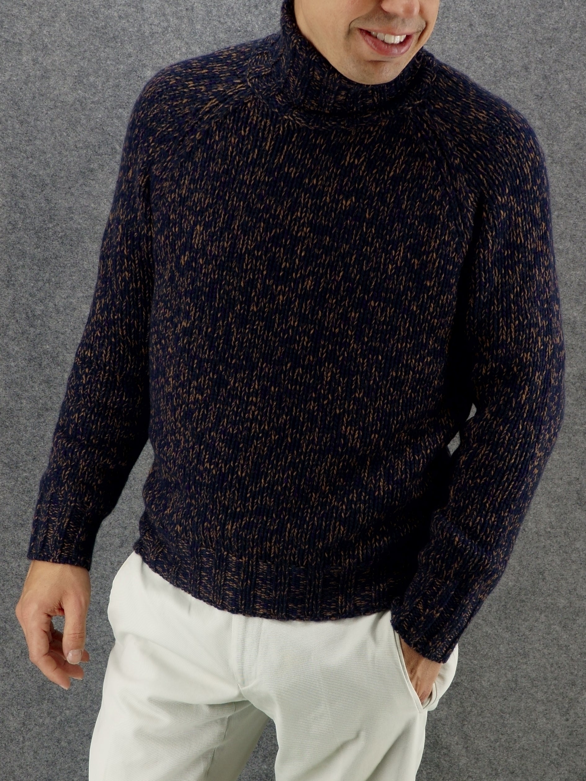 Turtleneck Moulinè Night 100% Cashmere