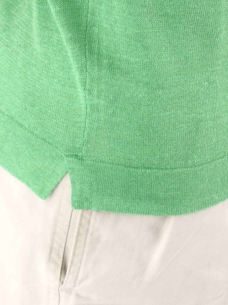 Polo in maglia Maniche Corte Verde Chiaro 70% Lino 30% Seta