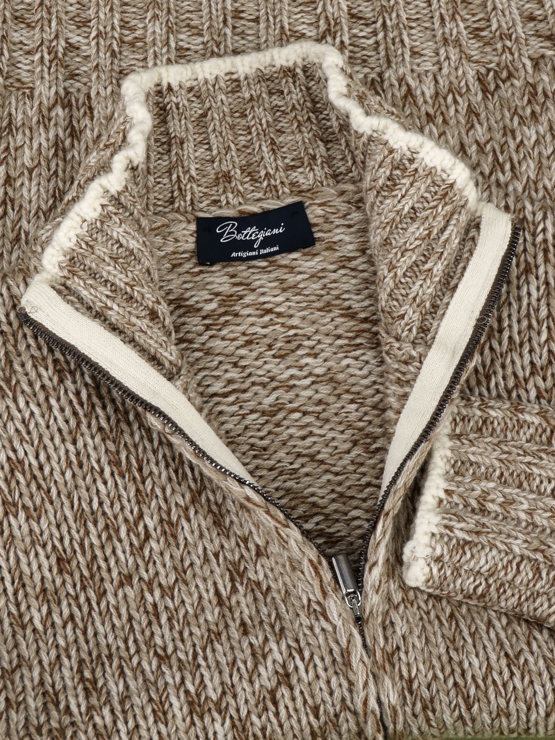 Full Zip Moulinè Nature 100% Cashmere