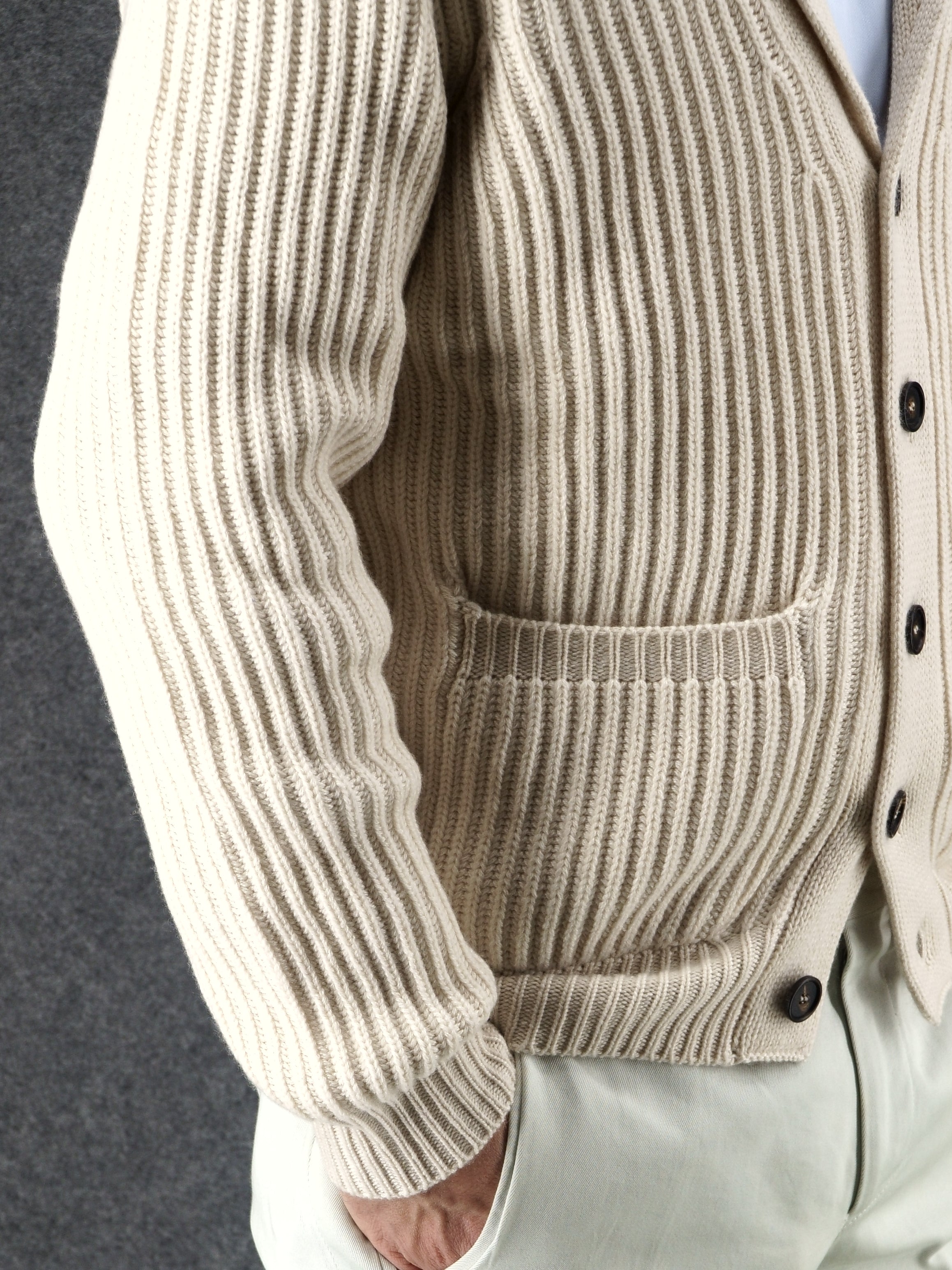 Shawl Collar Cardigan Panna 100% Cashmere