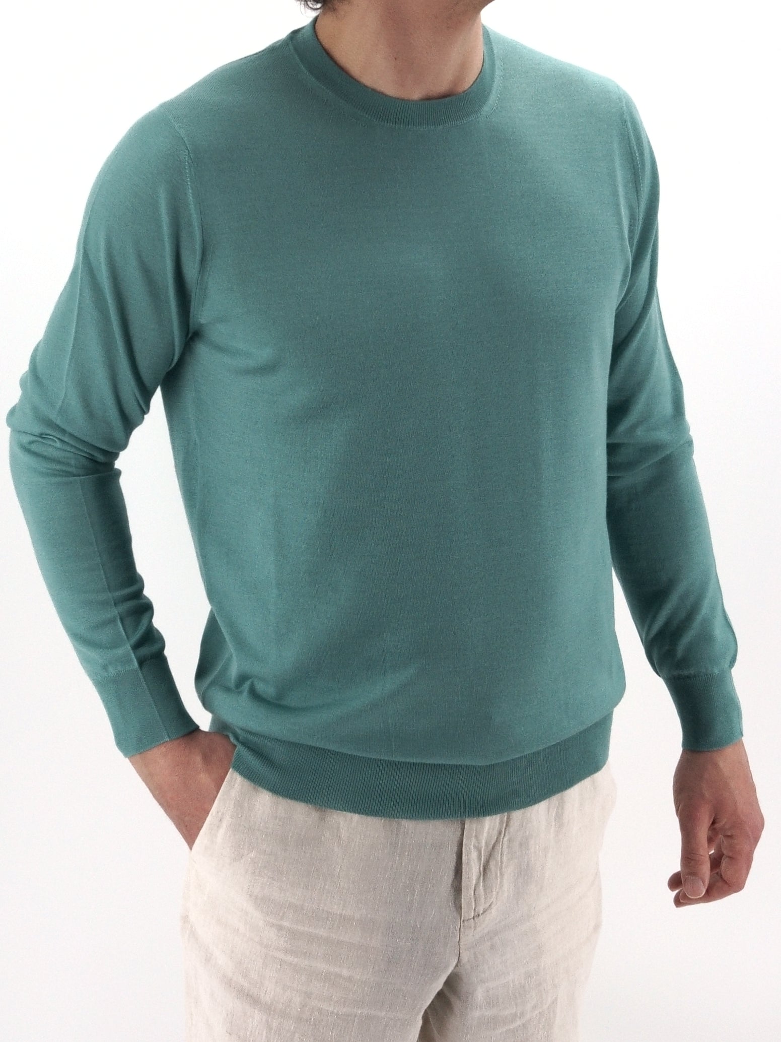 Girocollo Verde Berillo 70% Cashmere 30% Seta