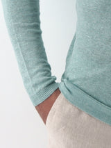Long Sleeves Polo Acquamare  70% Linen 30% Silk