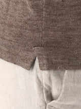 Long Sleeves Polo Burnt Brown  70% Linen 30% Silk