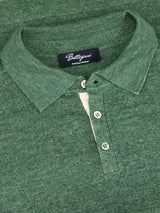 Knitted Polo Maniche Corte Verde 70% Lino 30% Seta
