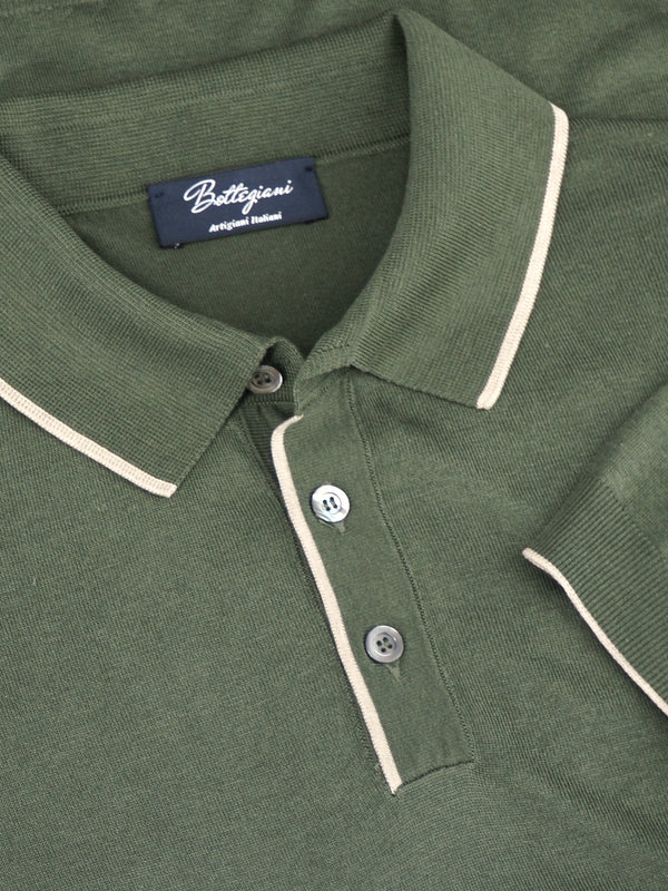 Knitted Polo Shirt Short Sleeves English Green100% Silk