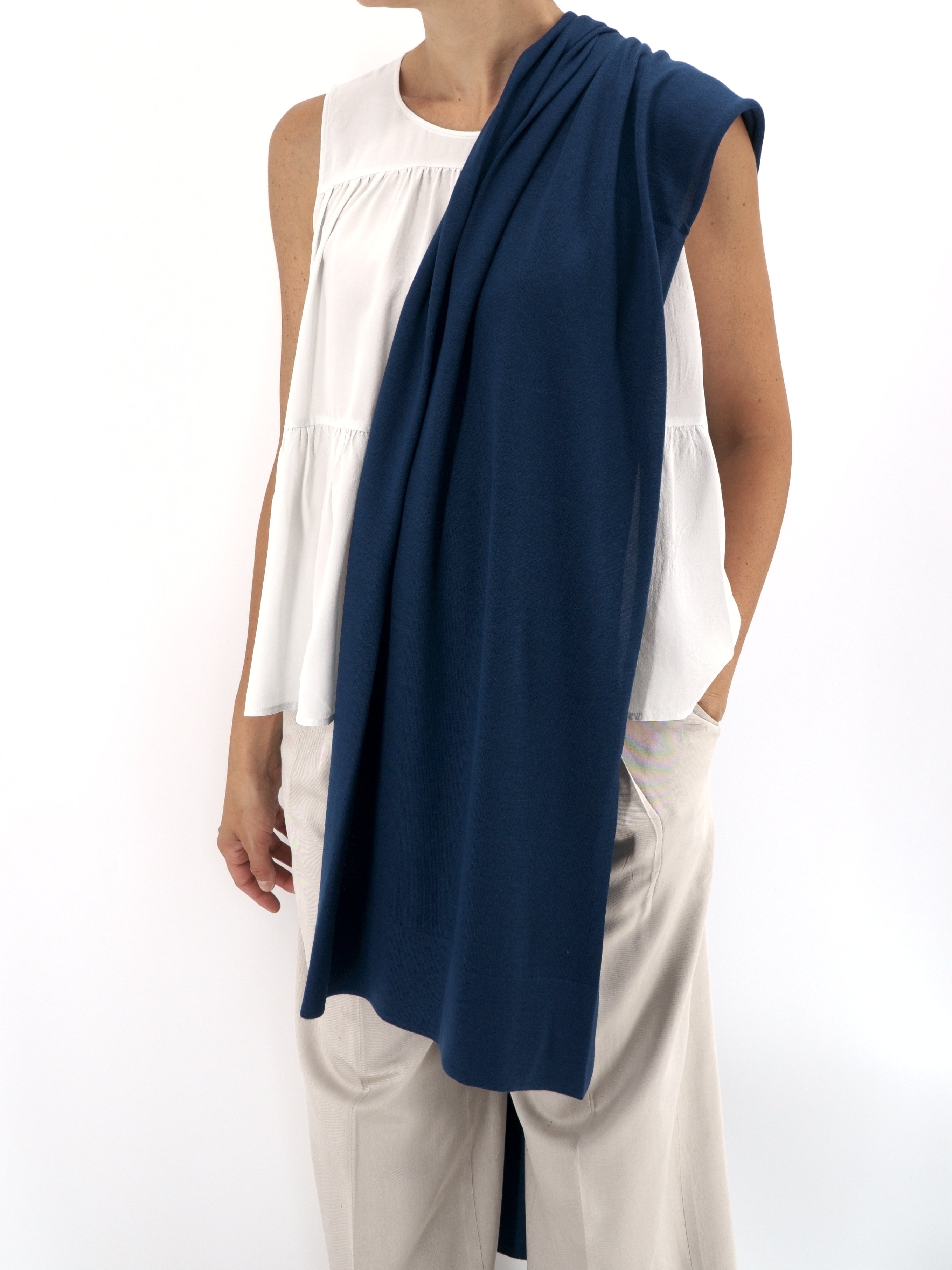 Pashmina  Classic Blu Cashmere & Seta