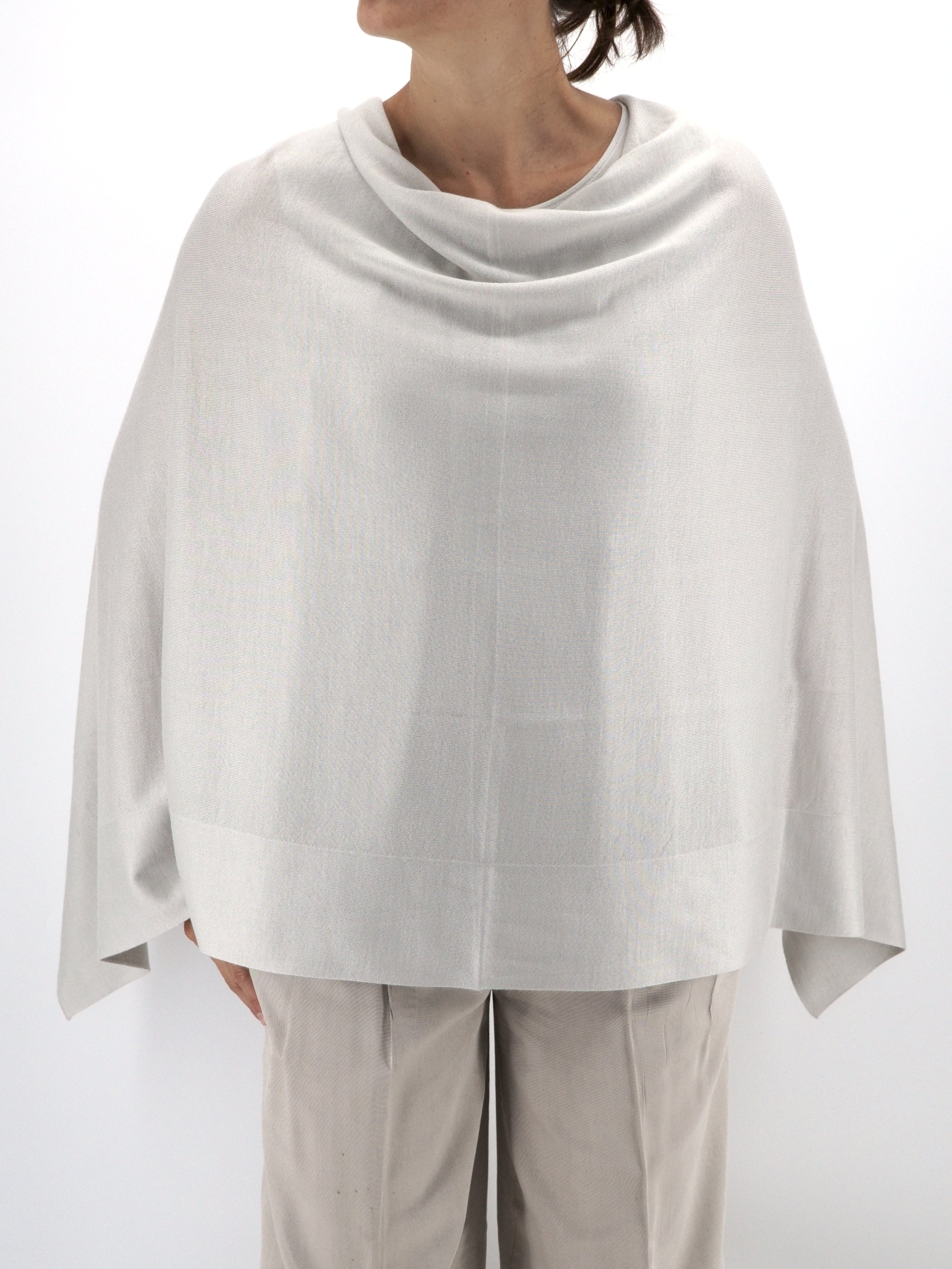 Poncho Grigio Perla Cashmere & Seta