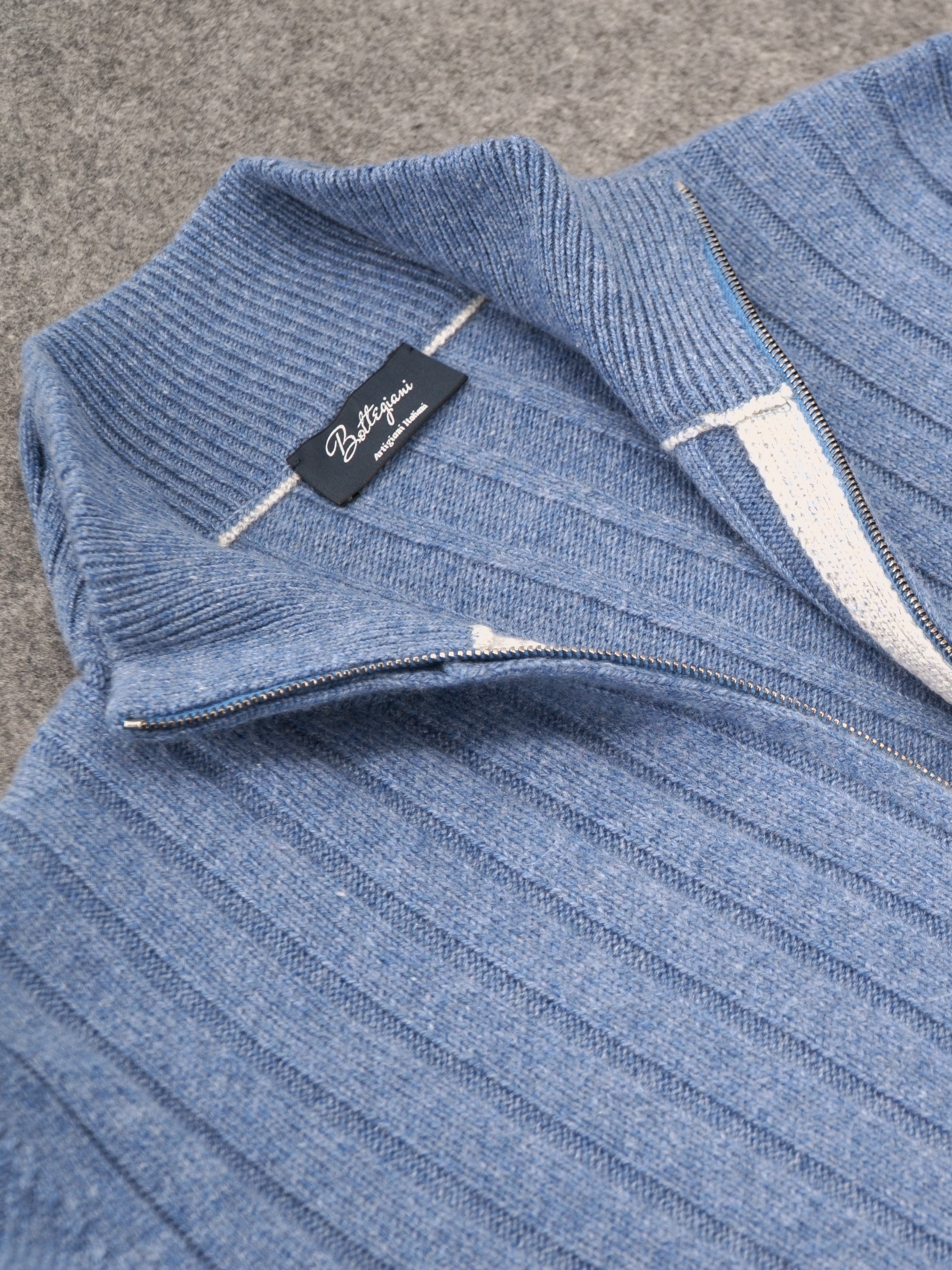 Full Zip Coste Faded Denim 100% Cashmere